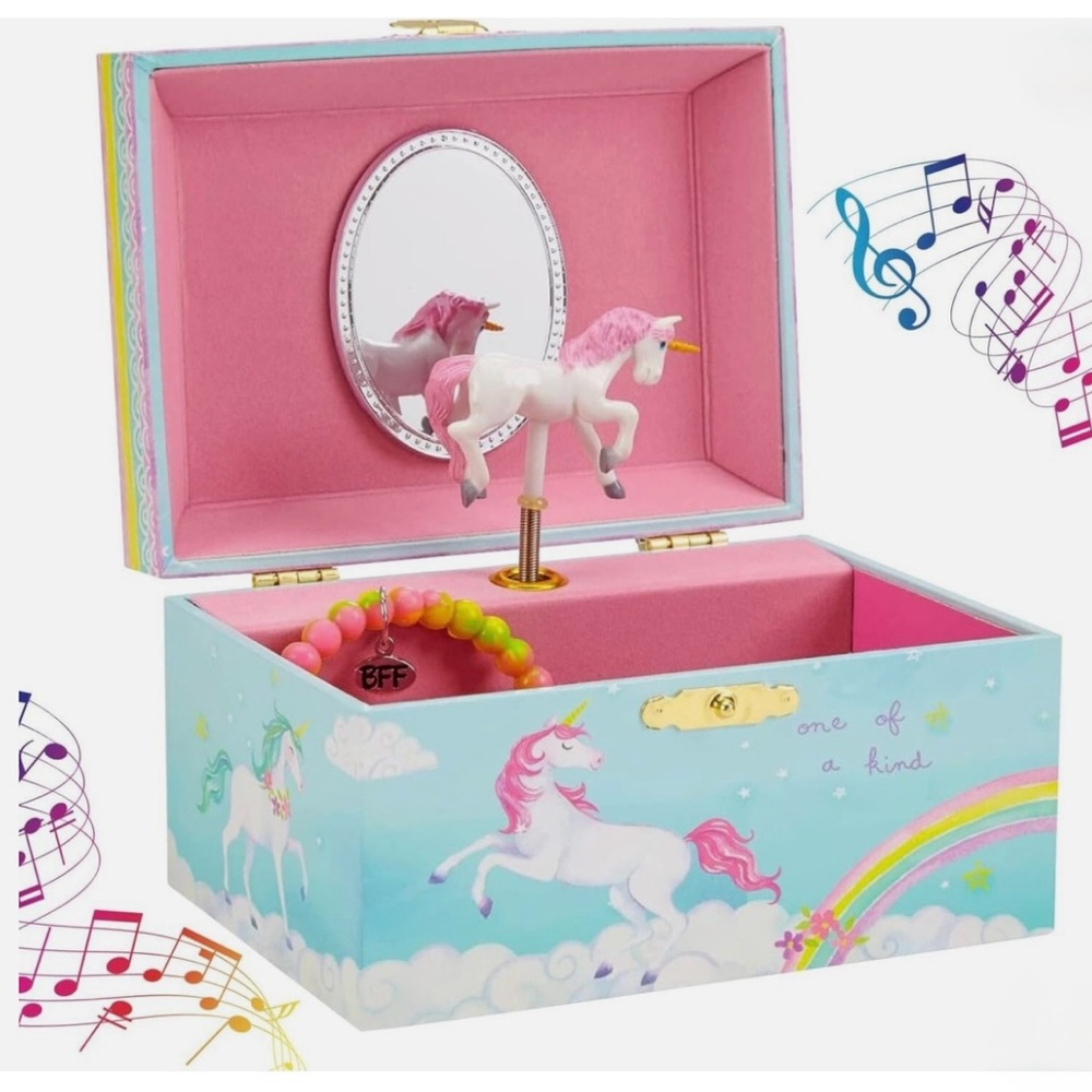 Jewelry Music Box w/ Mirror “One of A Kind” song with spinning ballerina unicorn